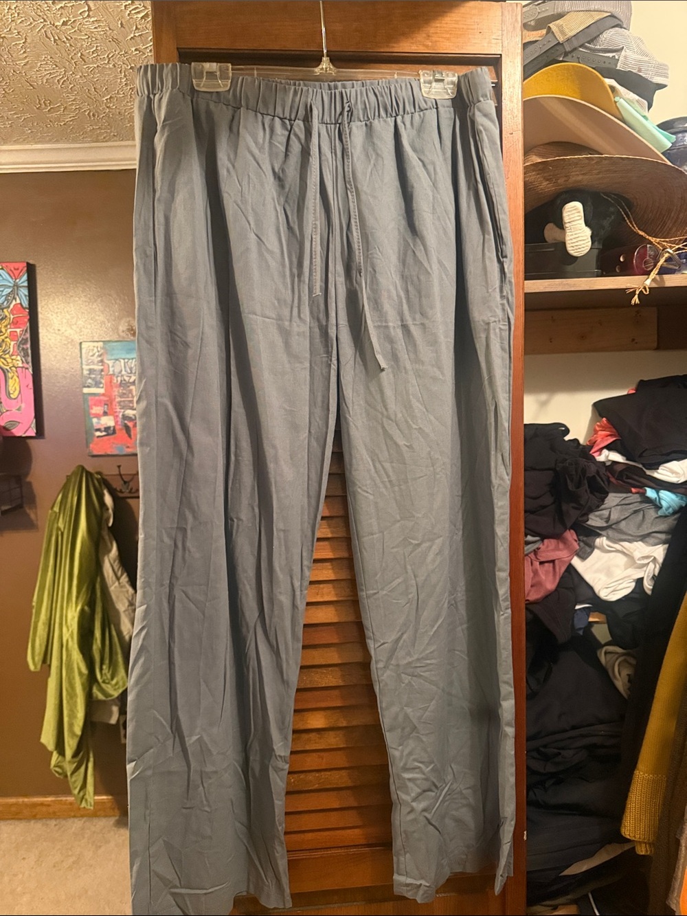 SHEIN Light Gray Drawstring Wide-Leg Pants with matching top